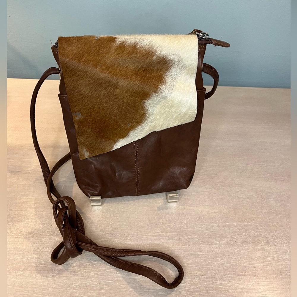 ILI New York Brown Leather and Calf Hair Crossbody Bag